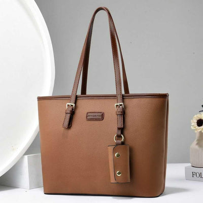 Stylish Women's Rexine Tote Bag - 1 Pc, Plain Design