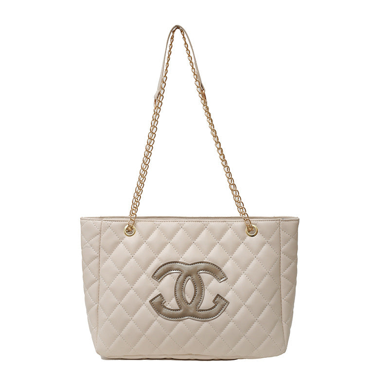 Cross-border Women's Bag 2025 New Fashion Large Capacity Rhombic Letter Shoulder Bag Chanel Style Women Crossbody Tote Bag