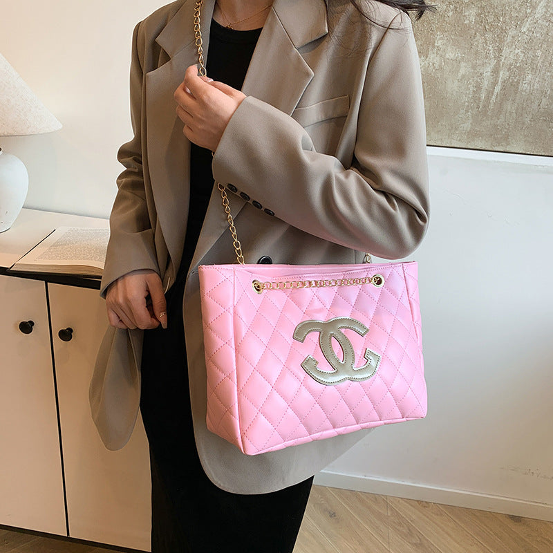 Cross-border Women's Bag 2025 New Fashion Large Capacity Rhombic Letter Shoulder Bag Chanel Style Women Crossbody Tote Bag