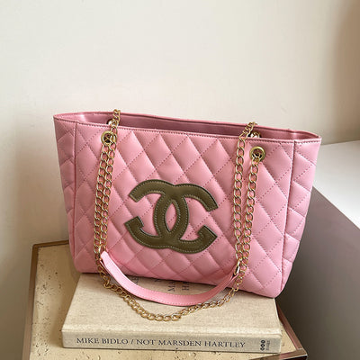 Cross-border Women's Bag 2025 New Fashion Large Capacity Rhombic Letter Shoulder Bag Chanel Style Women Crossbody Tote Bag