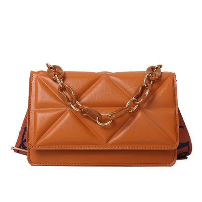 Simple Casual Handbag Fashion 2021 New Vintage ,Distinctive Wide Shoulder Bag Stylish Coarse Chain Small Bag