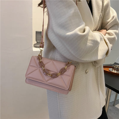 Simple Casual Handbag Fashion 2021 New Vintage ,Distinctive Wide Shoulder Bag Stylish Coarse Chain Small Bag