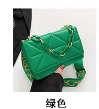 Simple Casual Handbag Fashion 2021 New Vintage ,Distinctive Wide Shoulder Bag Stylish Coarse Chain Small Bag