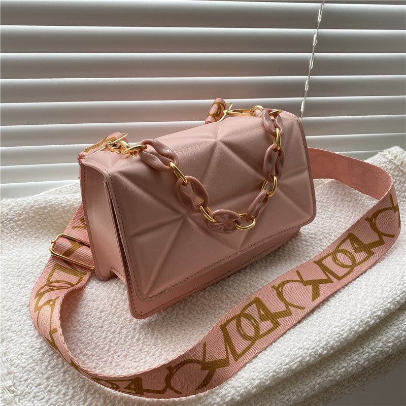 Simple Casual Handbag Fashion 2021 New Vintage ,Distinctive Wide Shoulder Bag Stylish Coarse Chain Small Bag